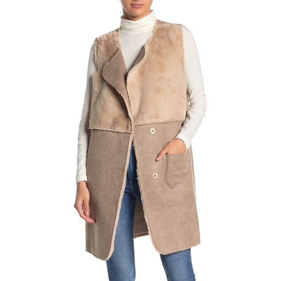 Moon River Jackets & Blazers - ✨ Moon River Shearling Contrast Vest